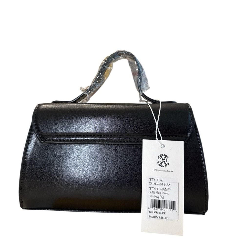CXL‎ by Christian Lacroix Crossbody Bag Womens Black Line Matte Patent MSRP $88 - Picture 3 of 7